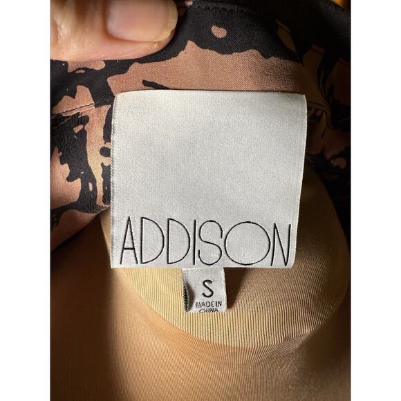 Addison SZ S 100% Silk Button Up Tunic Blouse Artsy Colorful Abstract Print Work - Picture 7 of 10